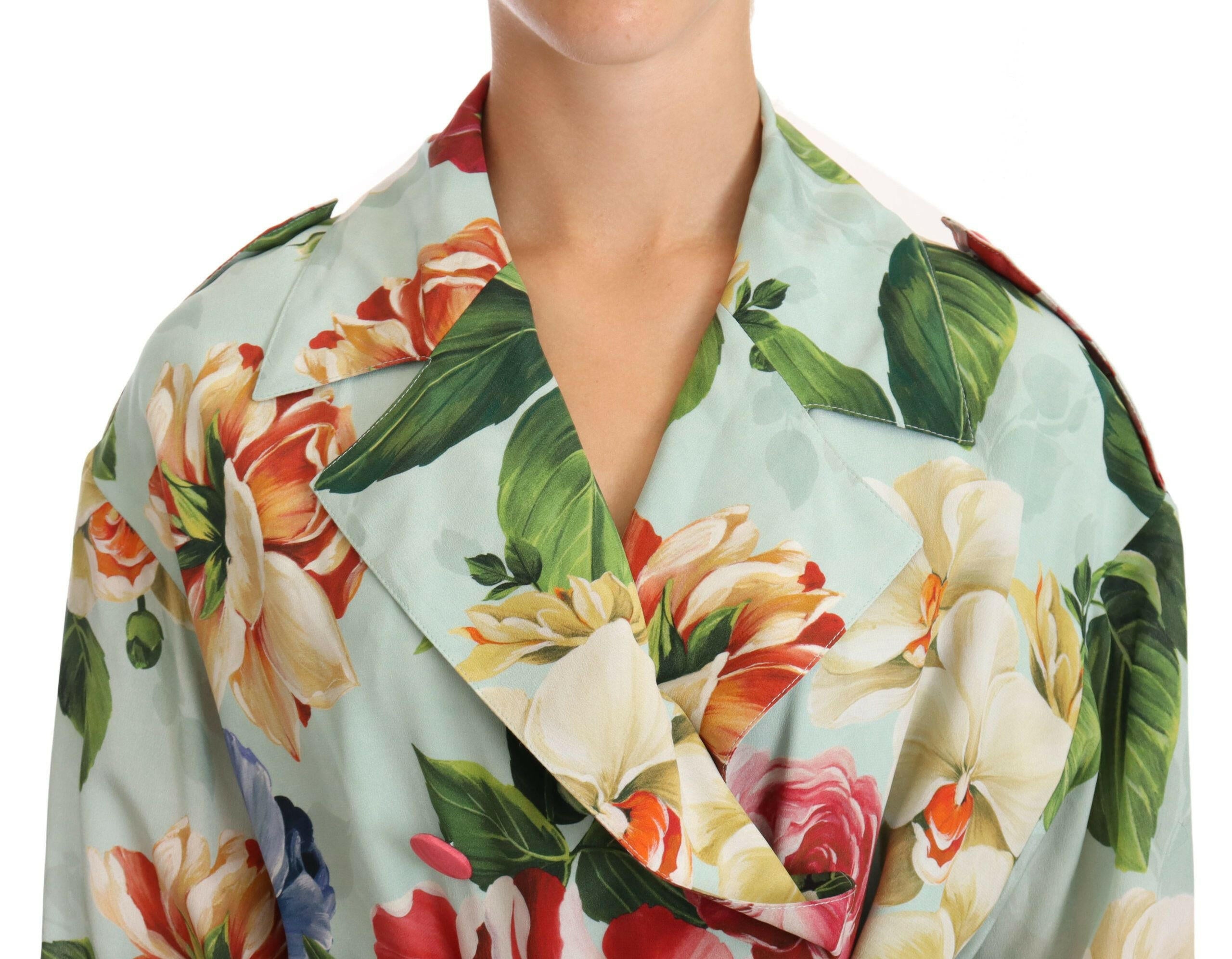 Dolce & Gabbana Multicolor Double Breasted Floral Trench Coat Jacket -   -  Dolce & Gabbana.