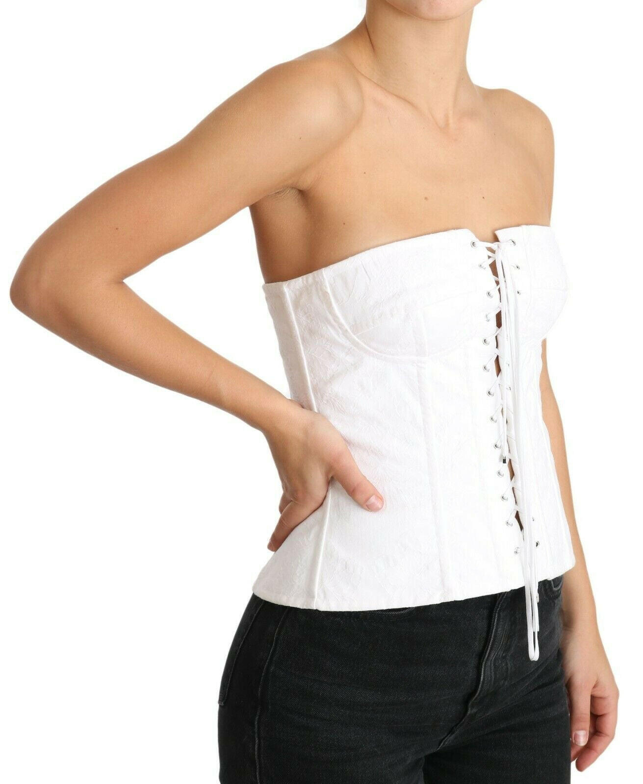 Dolce & Gabbana White PALERMO Bustier Cotton Top Corset -   -  Dolce & Gabbana.