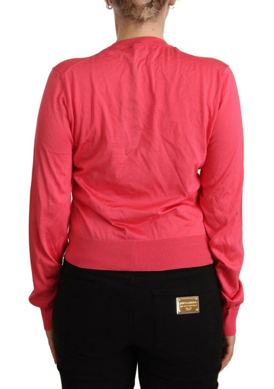 Dolce & Gabbana Pink Silk Crewneck Pullover Top Sweater -   -  Dolce & Gabbana.