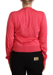 Dolce & Gabbana Pink Silk Crewneck Pullover Top Sweater -   -  Dolce & Gabbana.