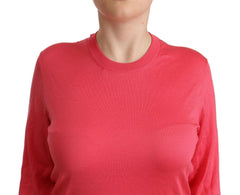 Dolce & Gabbana Pink Silk Crewneck Pullover Top Sweater -   -  Dolce & Gabbana.