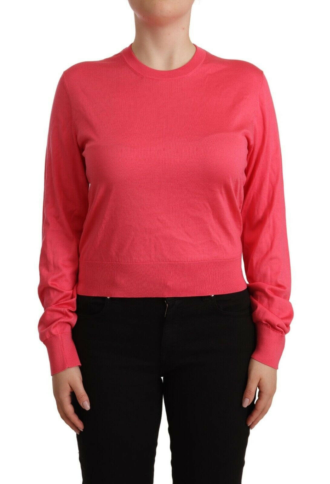 Dolce & Gabbana Pink Silk Crewneck Pullover Top Sweater -   -  Dolce & Gabbana.