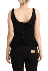Ermanno Scervino Black Cotton Sleevelesss Tank Casual Top -   -  Ermanno Scervino.