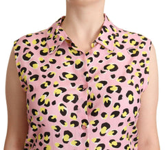 Love Moschino Pink Leopard Print Sleeveless Collared Polo Top -   -  Love Moschino.