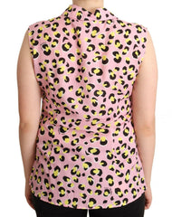 Love Moschino Pink Leopard Print Sleeveless Collared Polo Top -   -  Love Moschino.