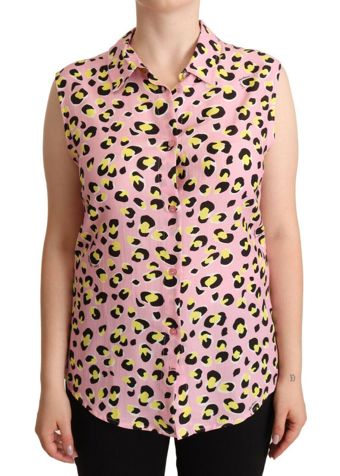 Love Moschino Pink Leopard Print Sleeveless Collared Polo Top -   -  Love Moschino.
