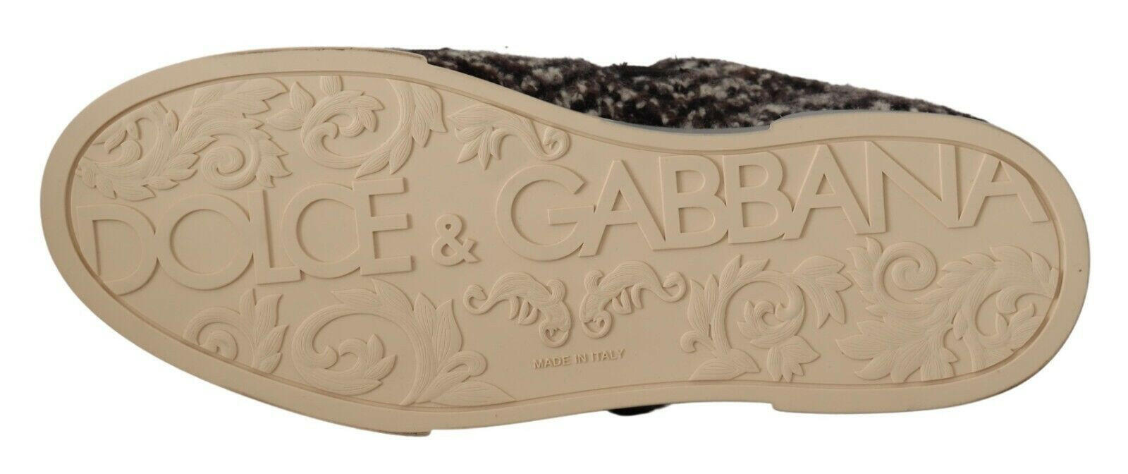 Dolce & Gabbana Silver Leather Brown Cotton Wool Sneakers Shoes -   -  Dolce & Gabbana.