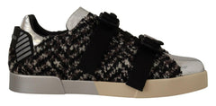 Dolce & Gabbana Silver Leather Brown Cotton Wool Sneakers Shoes -   -  Dolce & Gabbana.