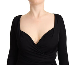 GF Ferre Black Long Sleeves Sweetheart Neck Midi Dress -   -  GF Ferre.