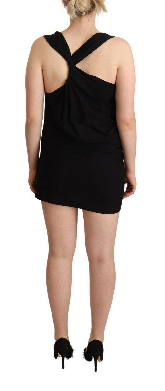 Roberto Cavalli Black Sleeveless Cotton Sheath Mini Dress -   -  Roberto Cavalli.