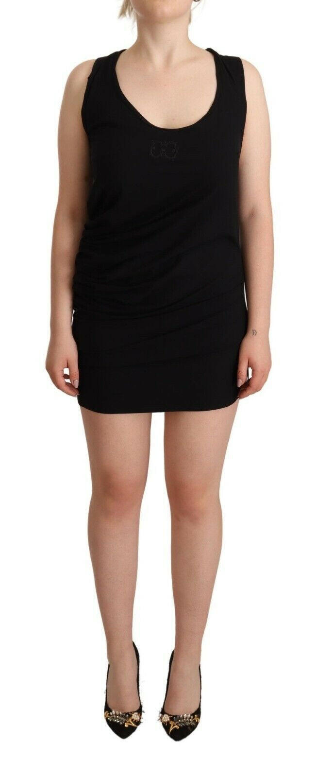 Roberto Cavalli Black Sleeveless Cotton Sheath Mini Dress -   -  Roberto Cavalli.