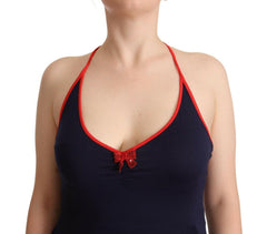 Roccobarocco Navy Blue Sleeveless Halter Sheath Midi Dress -   -  Roccobarocco.