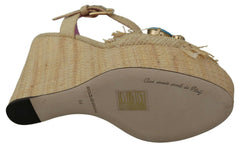 Dolce & Gabbana Beige Rhinestones Wedge Heel Sandals Shoes -   -  Dolce & Gabbana.