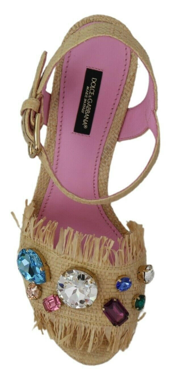 Dolce & Gabbana Beige Rhinestones Wedge Heel Sandals Shoes -   -  Dolce & Gabbana.