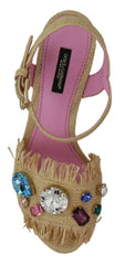 Dolce & Gabbana Beige Rhinestones Wedge Heel Sandals Shoes -   -  Dolce & Gabbana.