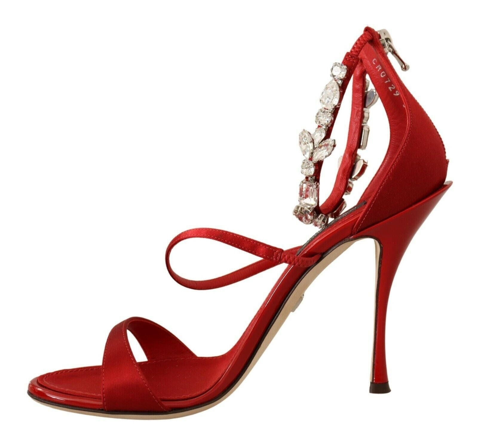 Dolce & Gabbana Red Satin Crystals Sandals Keira Heels Shoes -   -  Dolce & Gabbana.