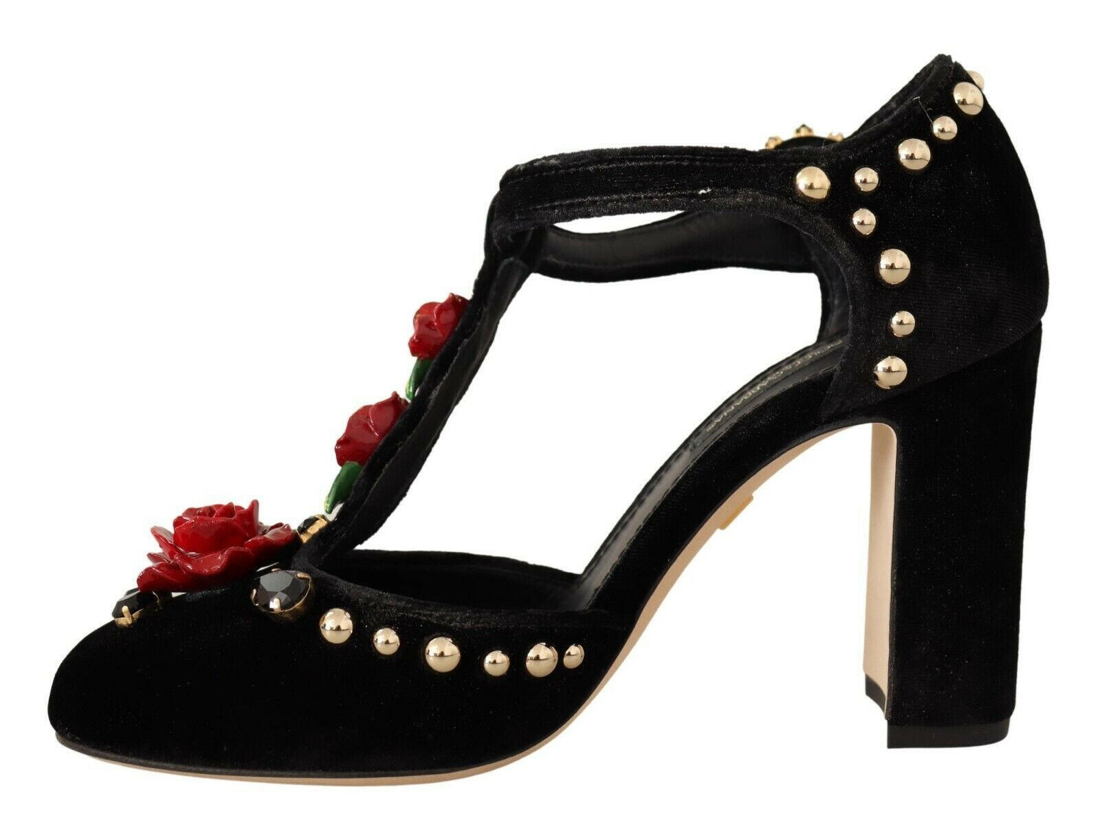 Dolce & Gabbana Black Mary Jane Pumps Roses Crystals Shoes -   -  Dolce & Gabbana.