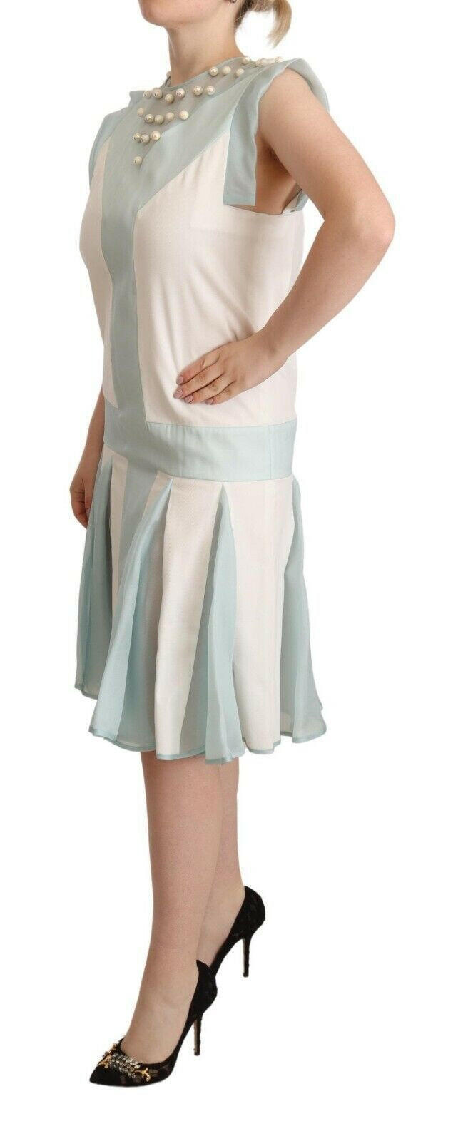 Sergei Grinko Multicolor Faux Pearl Sleeveless Shift Midi Dress -   -  Sergei Grinko.
