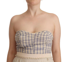 Guess Beige Checkered Pleated A-line Strapless Bustier Dress -   -  Guess.