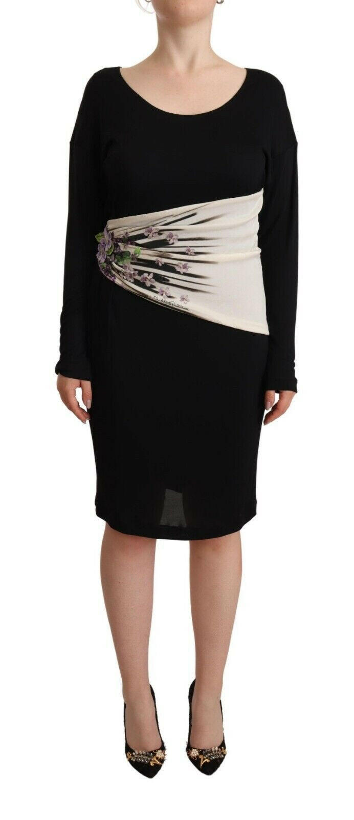 Roberto Cavalli Black Silver Sheath Knee Length Dress -   -  Roberto Cavalli.