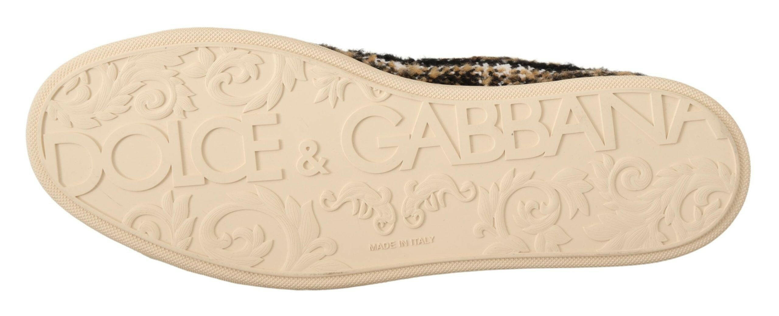 Dolce & Gabbana Beige Brown Wool Cotton High Top Sneakers -   -  Dolce & Gabbana.