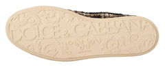 Dolce & Gabbana Beige Brown Wool Cotton High Top Sneakers -   -  Dolce & Gabbana.