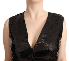 Dolce & Gabbana Black Sequin V-Neck Sleeveless Vest Tank Top -   -  Dolce & Gabbana.