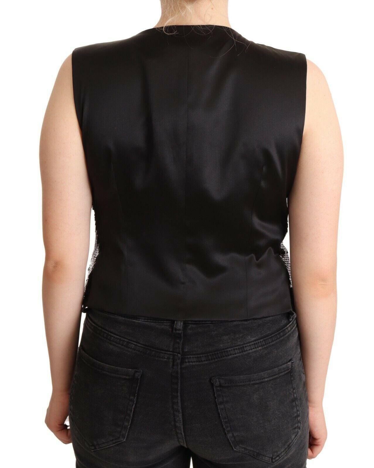 Dolce & Gabbana Black Sequin V-Neck Sleeveless Vest Tank Top -   -  Dolce & Gabbana.