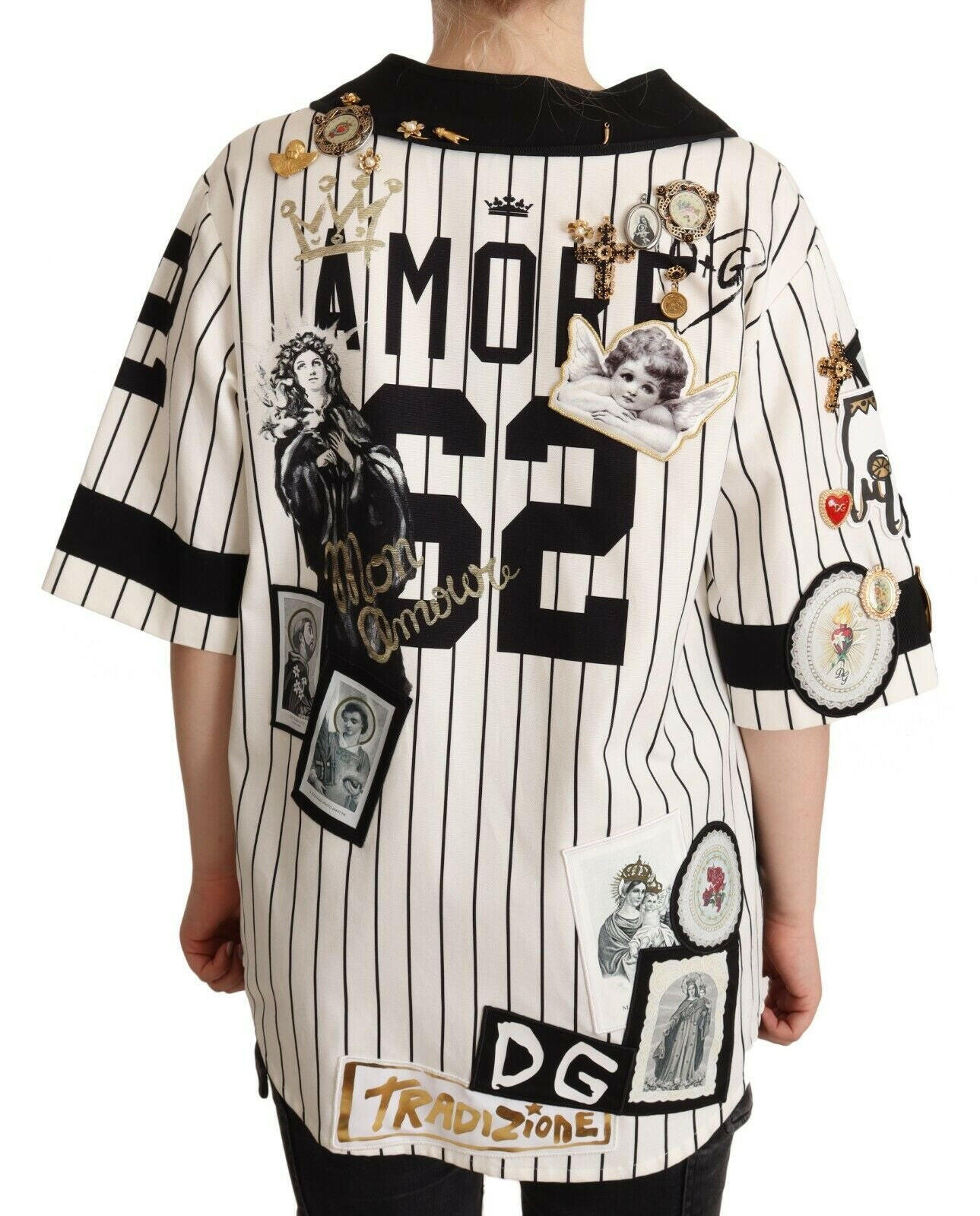 Dolce & Gabbana White Cotton Crystal Charms Amore Shirt -   -  Dolce & Gabbana.