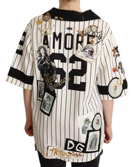 Dolce & Gabbana White Cotton Crystal Charms Amore Shirt -   -  Dolce & Gabbana.