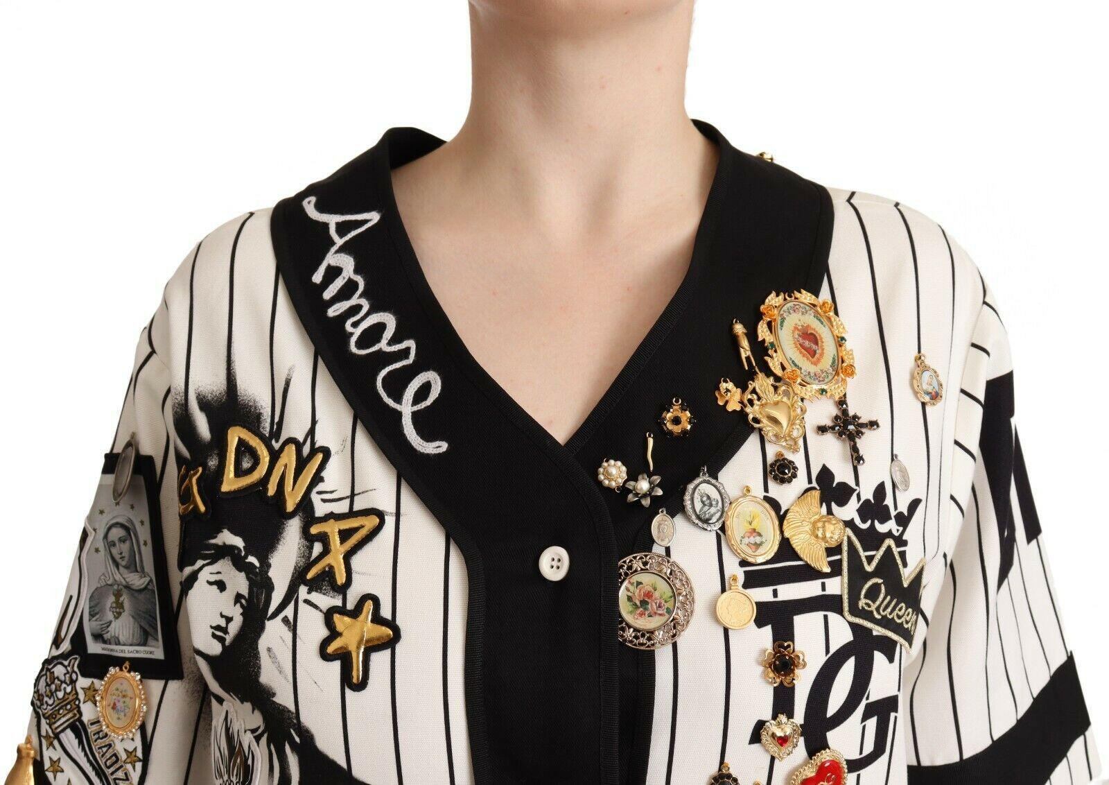Dolce & Gabbana White Cotton Crystal Charms Amore Shirt -   -  Dolce & Gabbana.