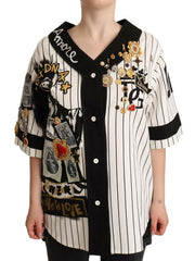 Dolce & Gabbana White Cotton Crystal Charms Amore Shirt -   -  Dolce & Gabbana.