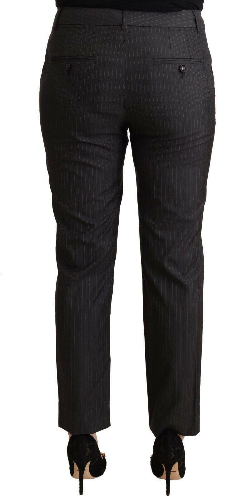Dolce & Gabbana Black Striped Wool Tapered Trouser Pants -   -  Dolce & Gabbana.