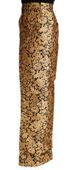 Dolce & Gabbana Gold Floral Jacquard Straight Polyester Pants -   -  Dolce & Gabbana.