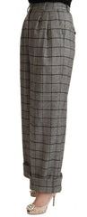 Dolce & Gabbana Gray Tartan Straight Trouser Wool Pants -   -  Dolce & Gabbana.