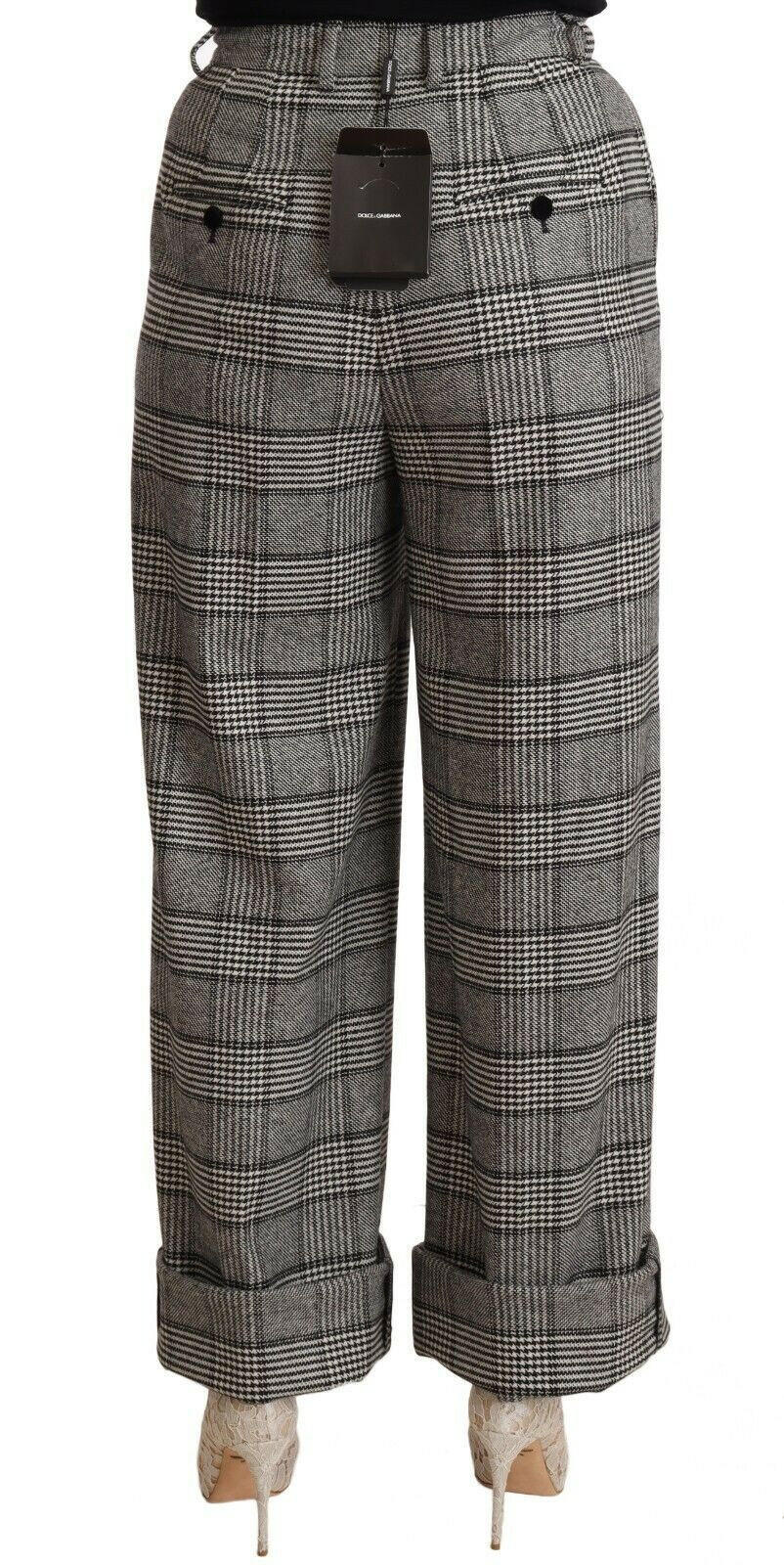 Dolce & Gabbana Gray Tartan Straight Trouser Wool Pants -   -  Dolce & Gabbana.