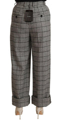 Dolce & Gabbana Gray Tartan Straight Trouser Wool Pants -   -  Dolce & Gabbana.