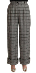 Dolce & Gabbana Gray Tartan Straight Trouser Wool Pants -   -  Dolce & Gabbana.