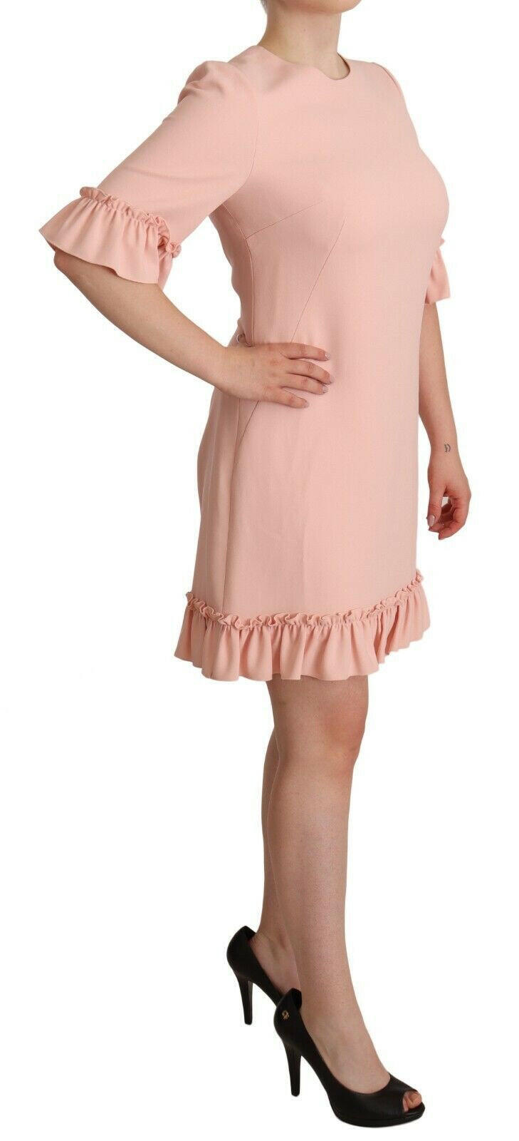 Dolce & Gabbana Pink Ruffled Sleeves Viscose Sheath Dress -   -  Dolce & Gabbana.