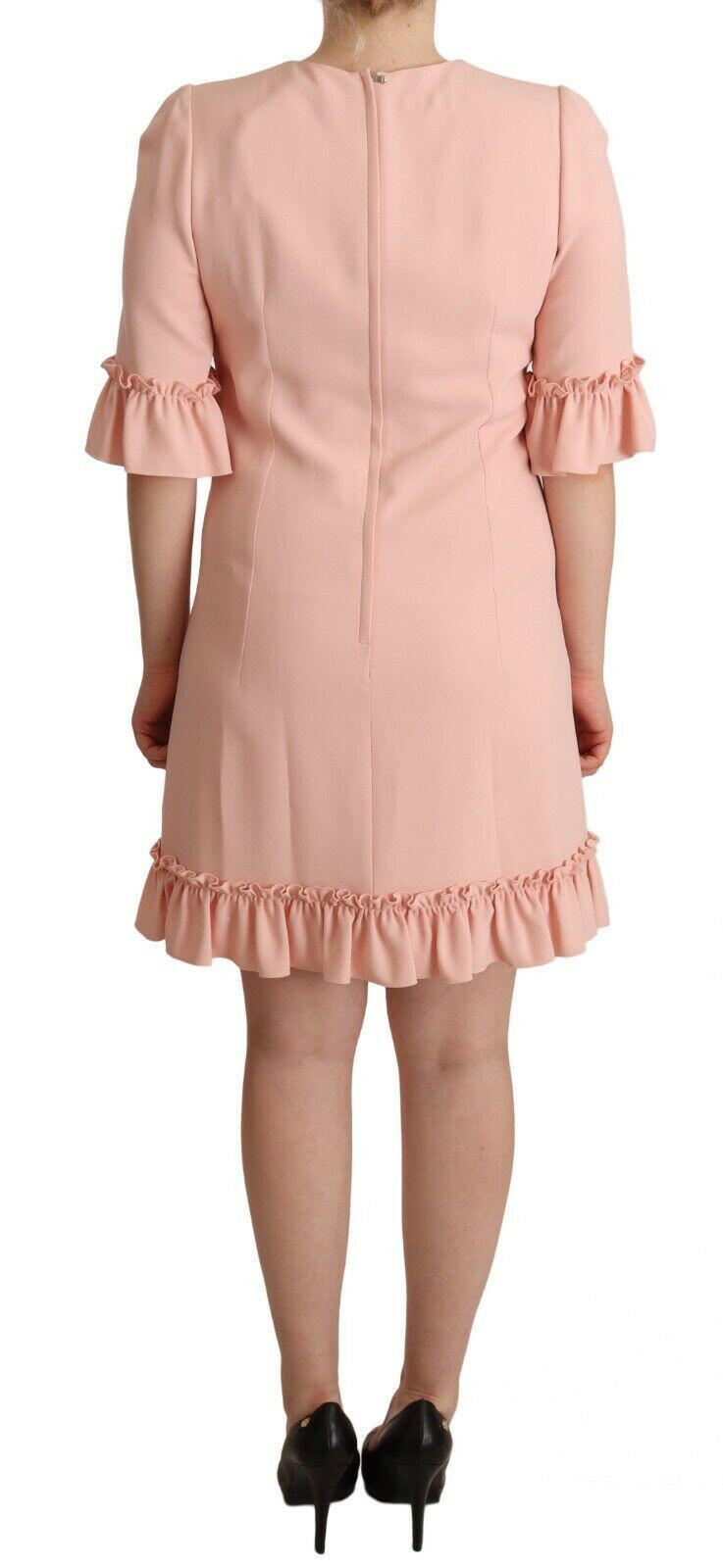Dolce & Gabbana Pink Ruffled Sleeves Viscose Sheath Dress -   -  Dolce & Gabbana.