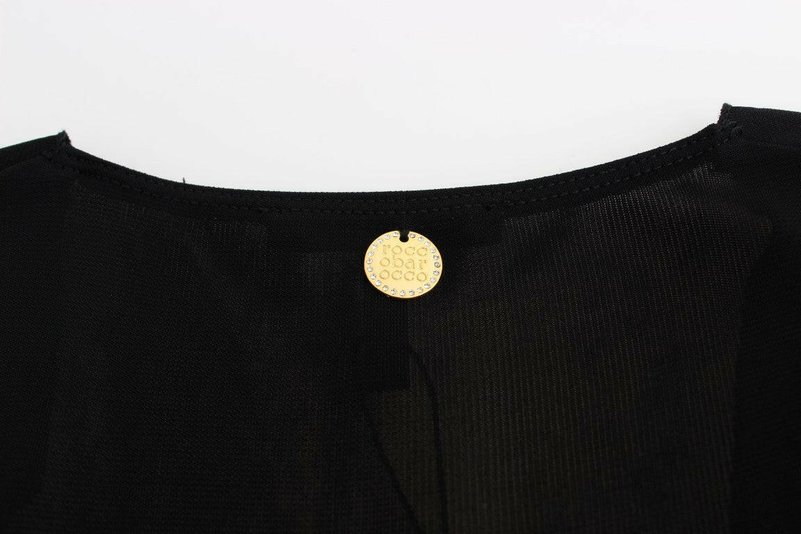 Roccobarocco Black Embellished Jersey Mini Sheath Short Dress -   -  Roccobarocco.