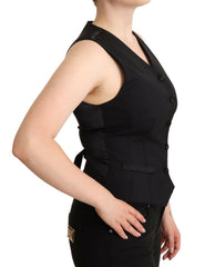 Dolce & Gabbana Black Button Down Sleeveless Viscose Vest Top -   -  Dolce & Gabbana.