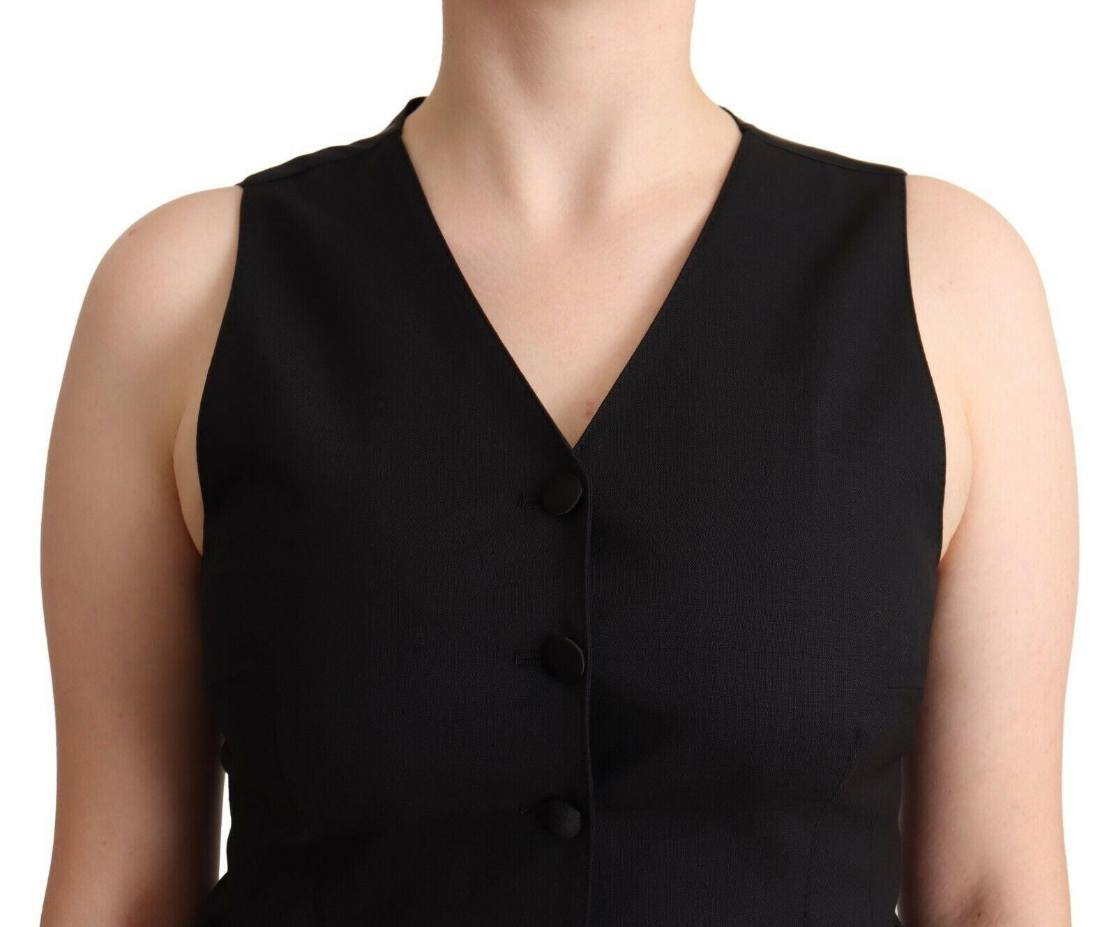 Dolce & Gabbana Black Button Down Sleeveless Viscose Vest Top -   -  Dolce & Gabbana.