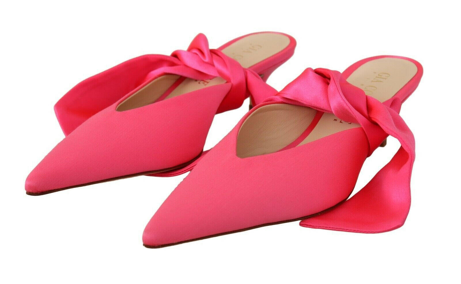 GIA COUTURE Pink Leather Lace Up Kitten Heels Pumps Shoes -   -  GIA COUTURE.
