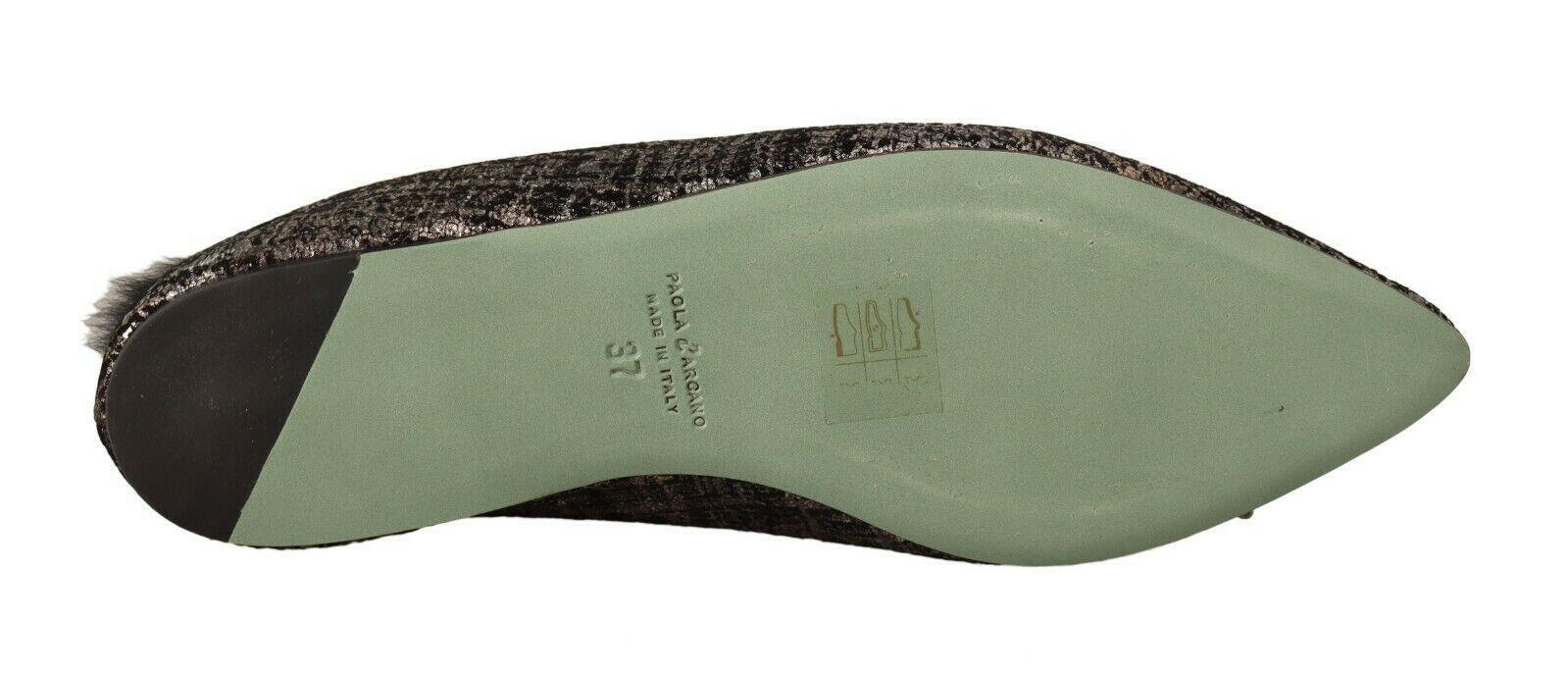 Paola D'Arcano Gold Jacquard Leather Embellished Slip On Shoes -   -  Paola D'Arcano.