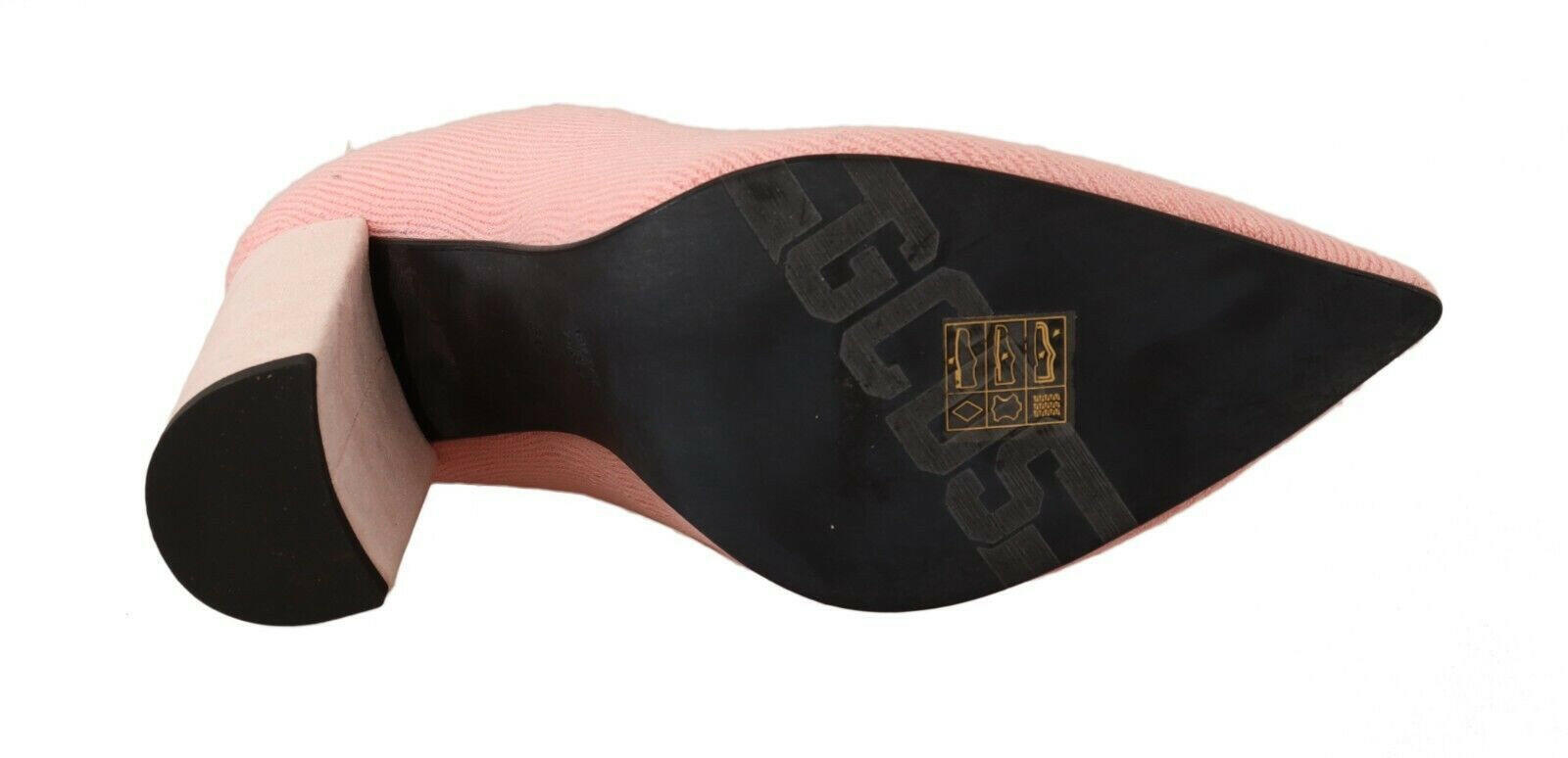 GCDS Pink Suede Logo Socks Block Heel Ankle Boots Shoes -   -  GCDS.