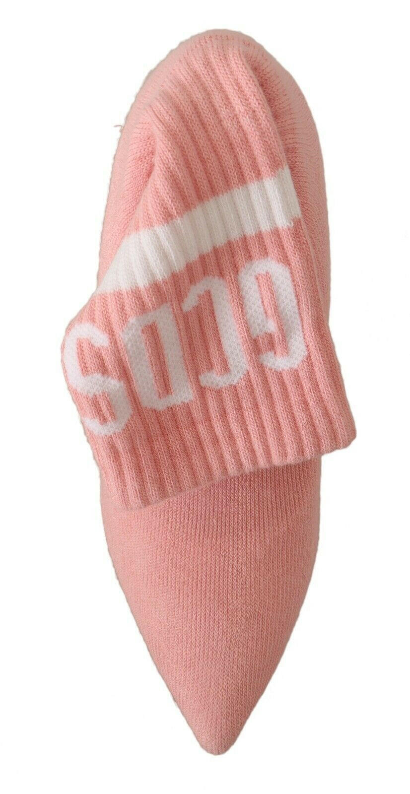 GCDS Pink Suede Logo Socks Block Heel Ankle Boots Shoes -   -  GCDS.