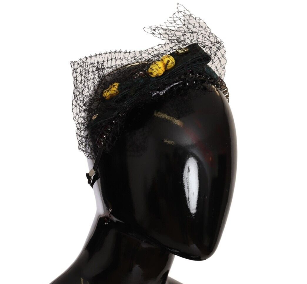 Dolce & Gabbana Silver Tiara Crystals Fruits Black Mesh Diadem Headband -   -  Dolce & Gabbana.