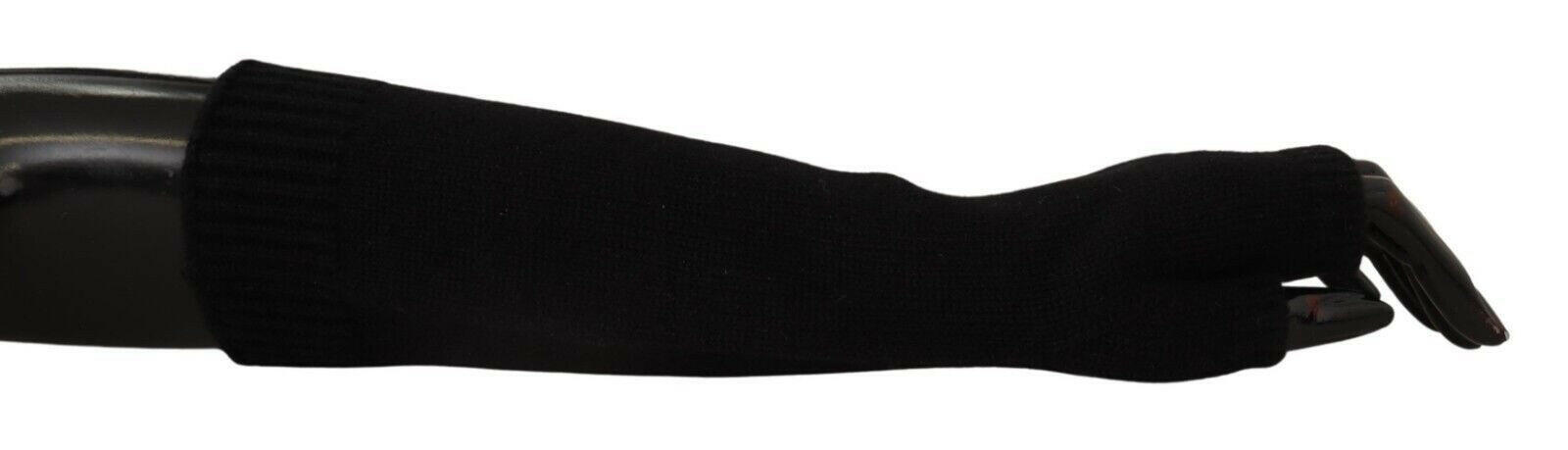 Dolce & Gabbana Black Knitted Fingerless Elbow Length Gloves -   -  Dolce & Gabbana.