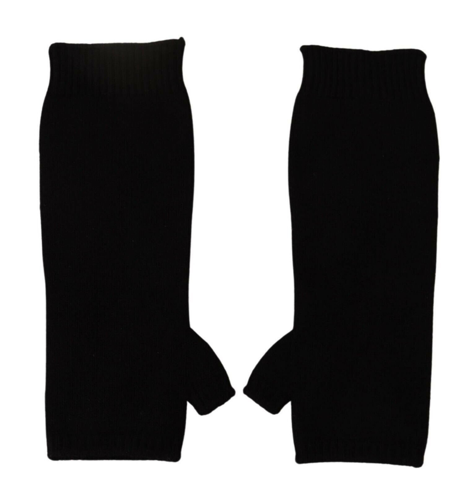 Dolce & Gabbana Black Knitted Fingerless Elbow Length Gloves -   -  Dolce & Gabbana.